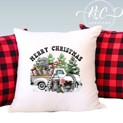 Grey Gnome Merry Christmas Pillow Cover